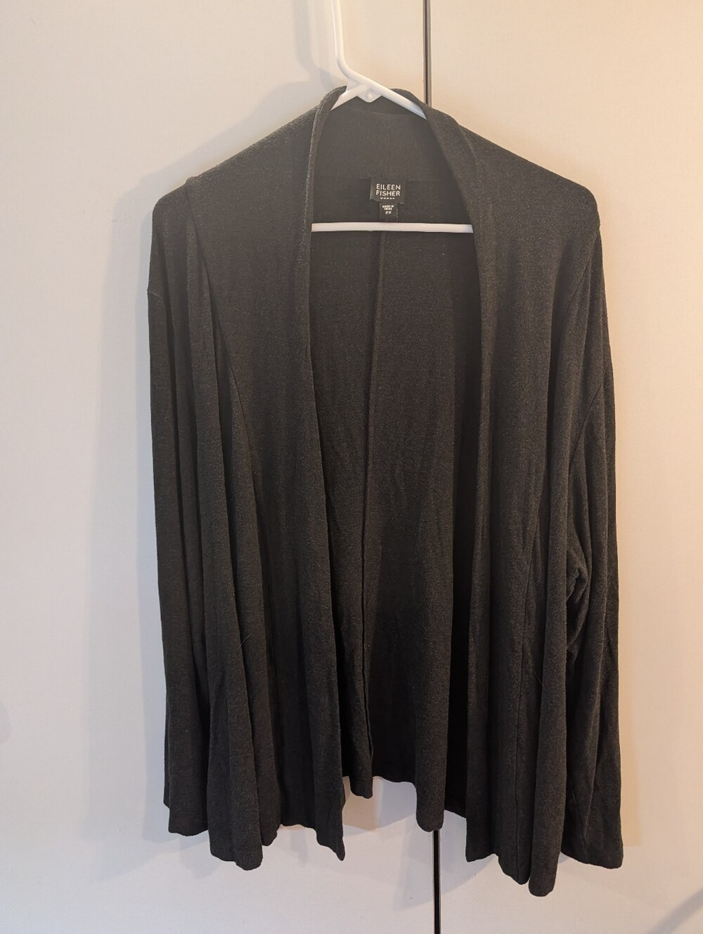 Eileen Fisher Charcoal Open-Front Longline Cardigan 2X